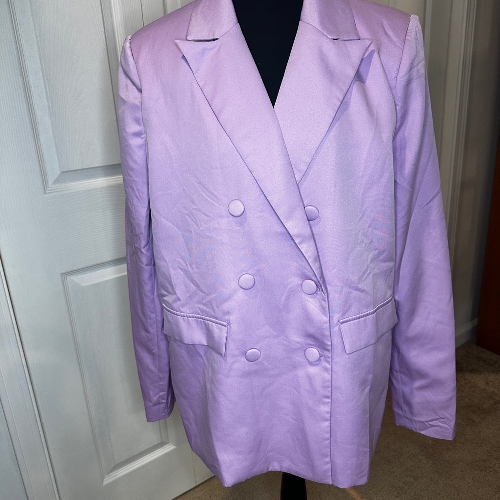 Nasty Gal Purple Blazer Double-Breasted Suit Jacket
